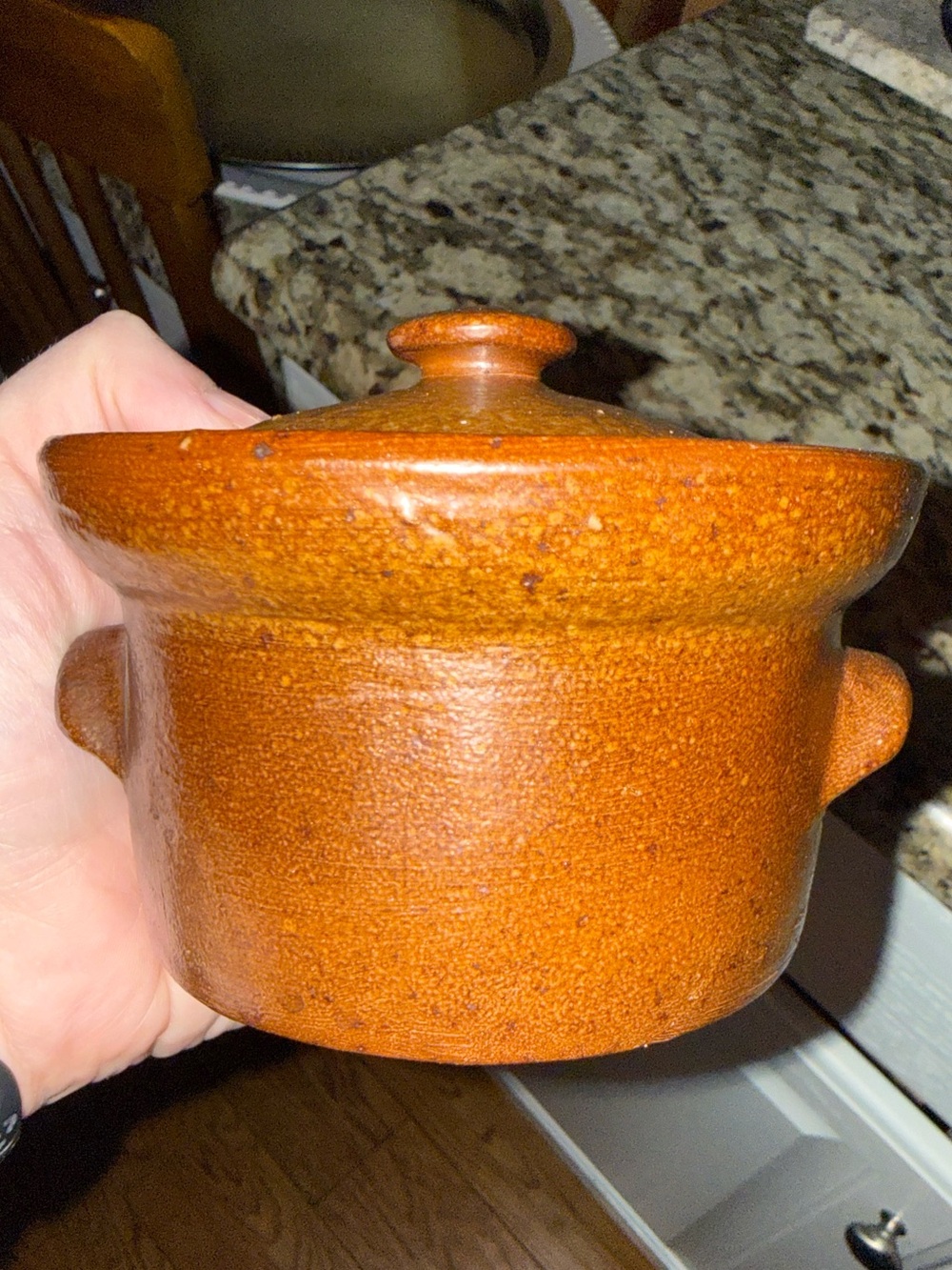 Rustic Ceramic Covered Casserole - Orange